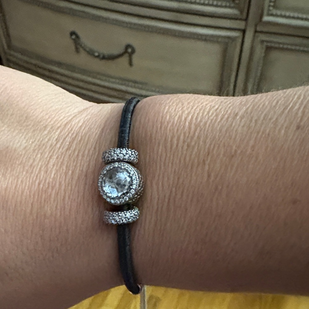 Pandora Silver and Black Crystal Bracelet